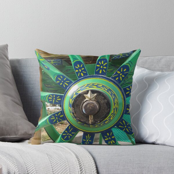 Item preview, Colorful Painted Wagon Wheel With Green, Blue, And Yellow Spokes And Center Detail Vintage Carriage designed and sold by Nmallia.