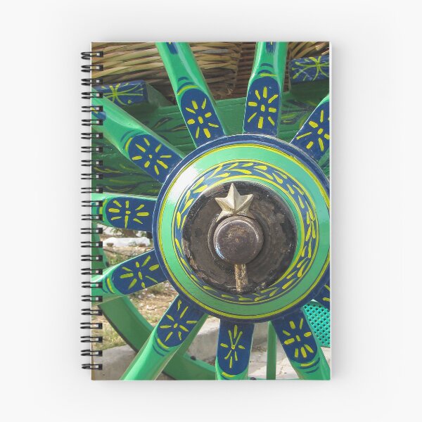 Item preview, Colorful Painted Wagon Wheel With Green, Blue, And Yellow Spokes And Center Detail Vintage Carriage designed and sold by Nmallia.
