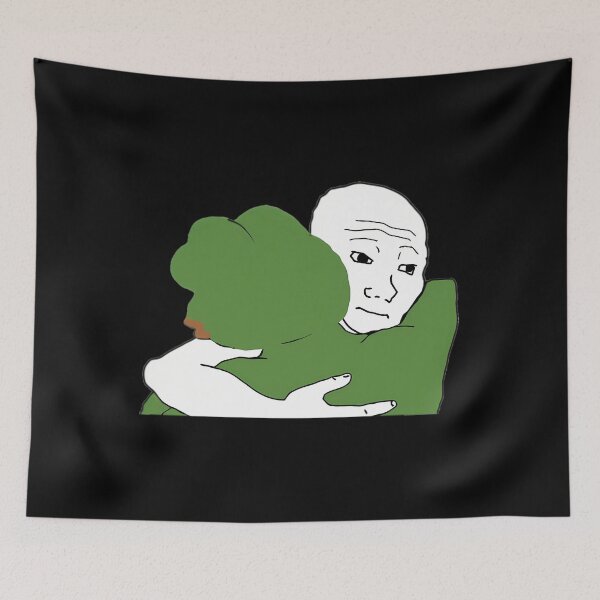 Item preview, Wojak Pepe Hug Meme  	 designed and sold by aztbcoak98.