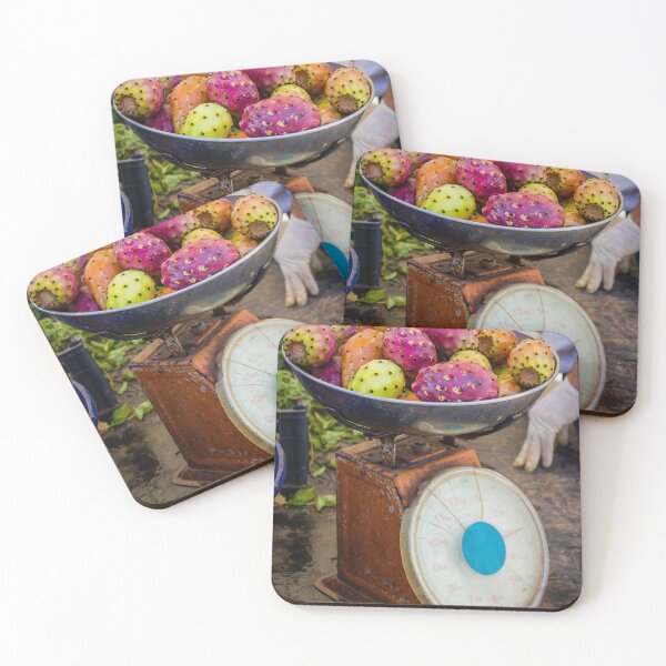 Item preview, Colorful Prickly Pears Piled in a Vintage Market Scale Display at Local Outdoor Stall designed and sold by Nmallia.