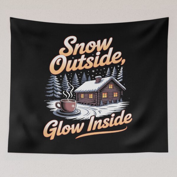 Item preview, snow travel - off grid cabin - woodland cabin - winter mountains - snow adventure - hygge winter - cabin retreat - cozy winter nights - fireplace vibes - cabin porch life - winter road trip  designed and sold by JansenGS.