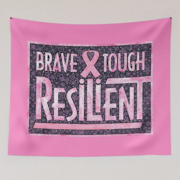 Item preview, Breast Cancer Awareness Pink Ribbon Brave Tough Resilient Design designed and sold by PinkWinkDesigns.