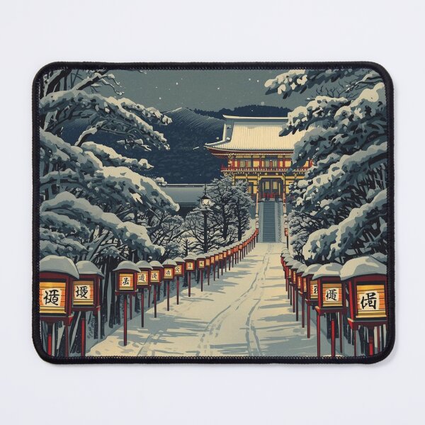 Item preview, Christmas Lanterns at the Temple – Japanese Ukiyo-e Winter Design designed and sold by Vandy Fullam.