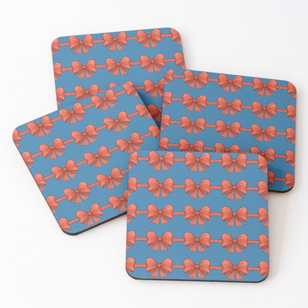 Item preview, Many red bows on ribbons on a blue background designed and sold by Cherevan.