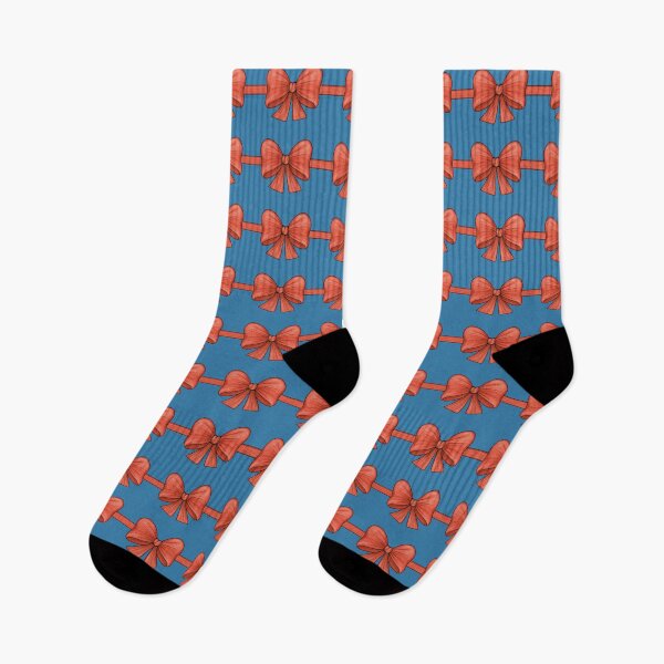 Item preview, Many red bows on ribbons on a blue background designed and sold by Cherevan.