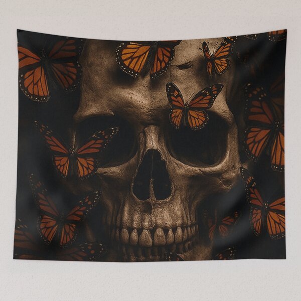 Item preview, Monarch Requiem – Dark Skull and Butterfly Surreal Art  designed and sold by seamless.
