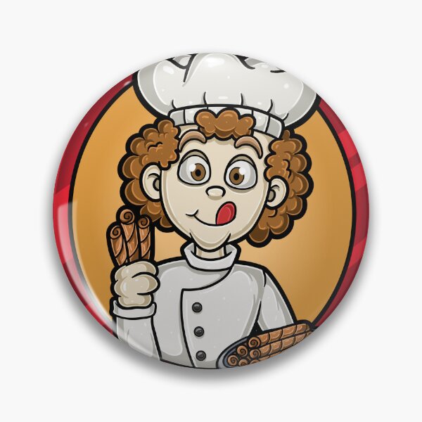 Item preview, Curly Man Chef with Cheese Roll Character Cartoon designed and sold by tedykurniawan12.