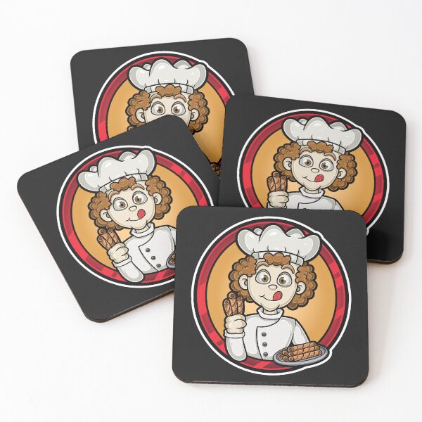 Item preview, Curly Man Chef with Cheese Roll Character Cartoon designed and sold by tedykurniawan12.