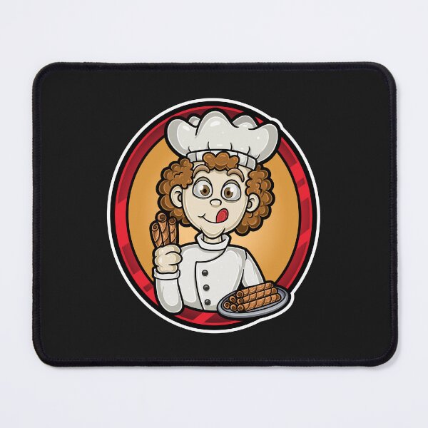 Item preview, Curly Man Chef with Cheese Roll Character Cartoon designed and sold by tedykurniawan12.