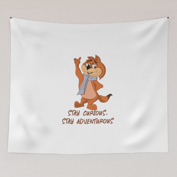 Item preview, STAY CURIOUS, STAY ADVENTUROUS.Cartoon cat quote  designed and sold by retrotoonz.