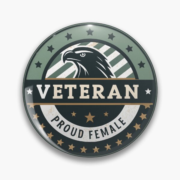 Item preview, Proud Female Veteran Badge – Eagle Emblem Military Pride Design designed and sold by VividOrganica.