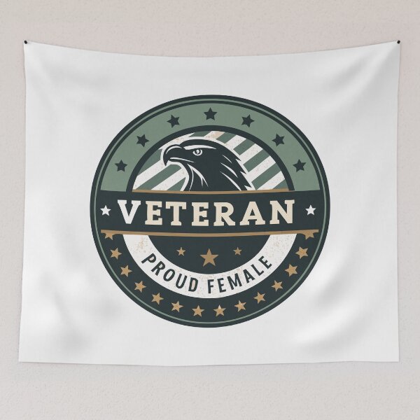 Item preview, Proud Female Veteran Badge – Eagle Emblem Military Pride Design designed and sold by VividOrganica.
