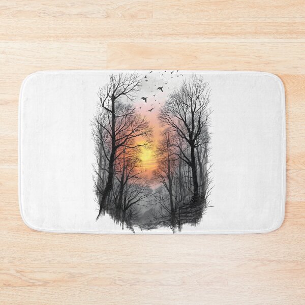 Item preview, Forest Line Art with Birds at Sunset – Minimal Hand-Drawn Nature Design designed and sold by NatureNookTees.