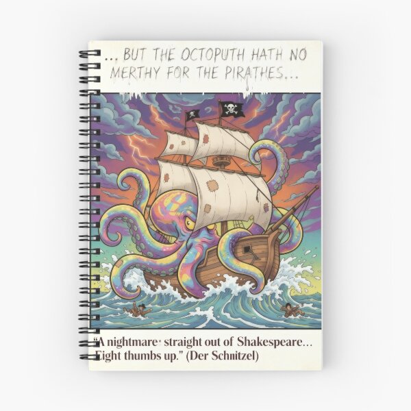 Aperçu de l'œuvre Attaque d'un pieuvre sur un bateau pirate - Aventure de monstre marin de style bande dessinée vintage - Version allégée créée et vendue par Monkey Chéri Studio.