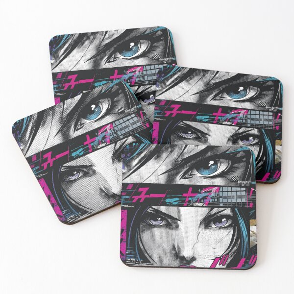 Item preview, Cyber Neon Manga Eyes – Retro Anime Comic Panel designed and sold by Oni-Pixels.