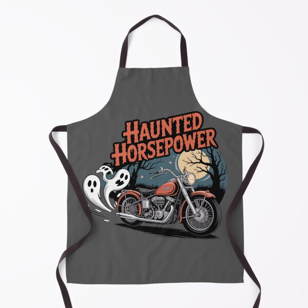 Item preview, Phantom Piston Heads: A classic '60s-style chopper, with a trail of ghoulish ghost shapes from its twin exhausts. For the Halloween Festive Season designed and sold by Grang Art Artistic Designs.