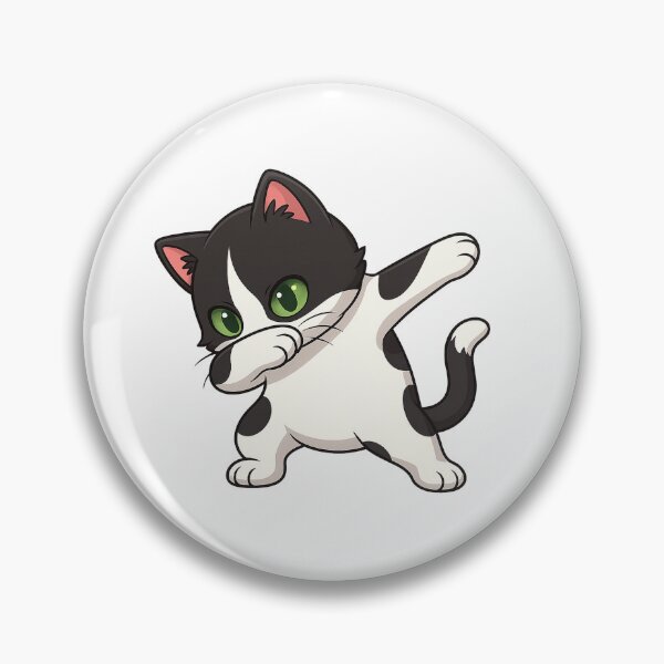 Item preview, Kawaii Dab Cat – Cute Black and White Anime Kitty designed and sold by cybersilverhand.