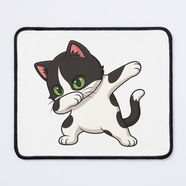 Item preview, Kawaii Dab Cat – Cute Black and White Anime Kitty designed and sold by cybersilverhand.