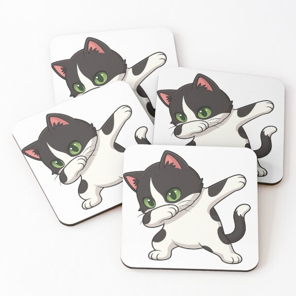 Item preview, Kawaii Dab Cat – Cute Black and White Anime Kitty designed and sold by cybersilverhand.