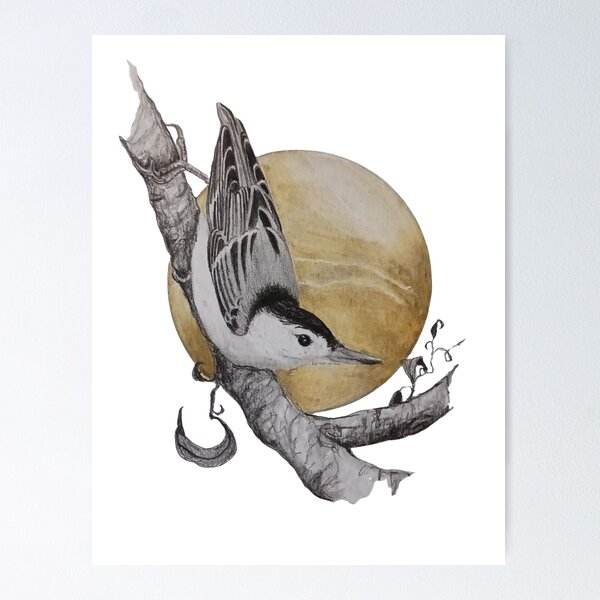 Item preview, Nuthatch bird on branch designed and sold by OnaleeNicklinArt.
