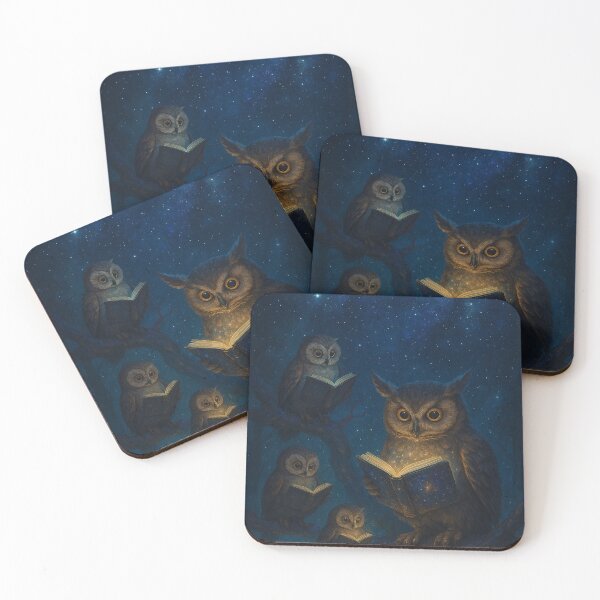 Item preview, Owls Reading Books of Starlight on a Glowing Branch designed and sold by MindprintStudio.