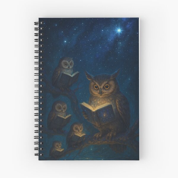 Item preview, Owls Reading Books of Starlight on a Glowing Branch designed and sold by MindprintStudio.