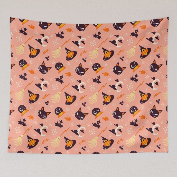 Item preview, Peach Halloween Pattern with Cats & Moons designed and sold by NicolaZhukov.