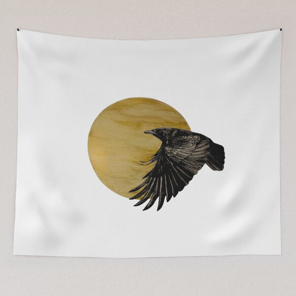 Item preview, Cuervo en vuelo a través del sol/luna designed and sold by OnaleeNicklinArt.