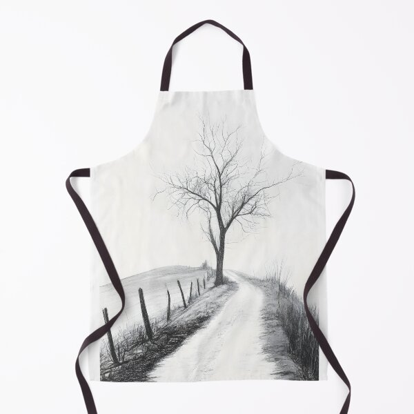 Item preview, A black-and-white pencil sketch of a gnarly, leafless tree chillin' on a twisty, dirt path. designed and sold by MarcinJ84.