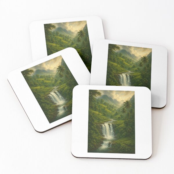 Item preview, Sri Lankan Tropical Waterfall – Jungle Paradise Art designed and sold by Ceylon Luxe Collections.