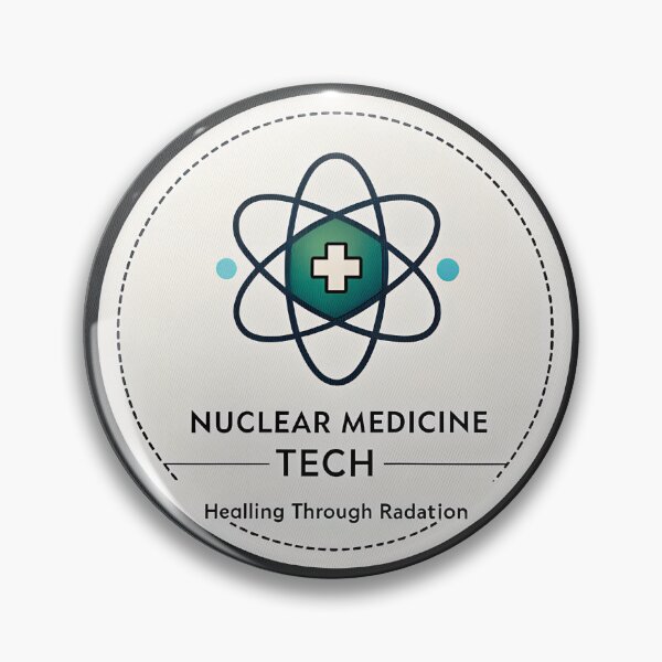 Item preview, Nuclear Medicine Tech Badge | Healing Through Radiation Minimal Atom Heart Design designed and sold by VividOrganica.