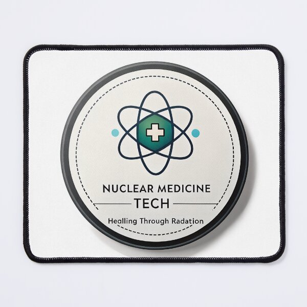 Item preview, Nuclear Medicine Tech Badge | Healing Through Radiation Minimal Atom Heart Design designed and sold by VividOrganica.