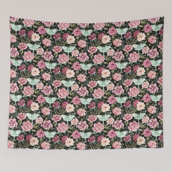 Item preview, Vintage Luna Moth Floral, Moody Floral, Elegant Roses designed and sold by cateandrainn.