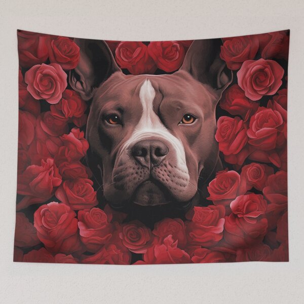 Item preview, American Staffordshire Terrier with flowers designed and sold by drizzd.