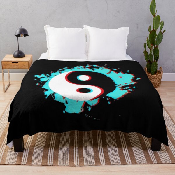 Item preview, Yin-Yang Glitch – Digital Balance in Cyan and Red designed and sold by Wawan35200.
