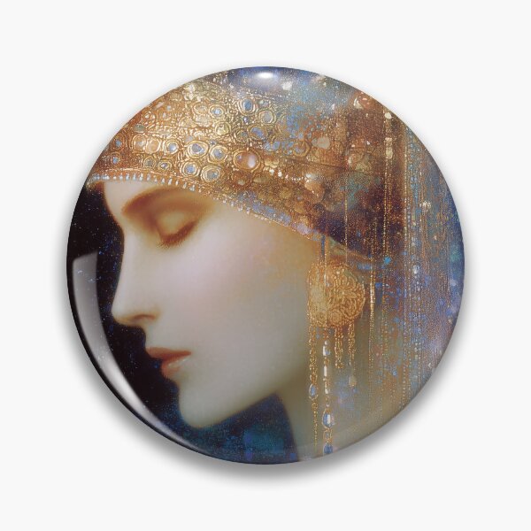 Item preview, Anna Komnene Byzantine Princess Portrait - Celestial Gold and Blue Art designed and sold by All Souls Dream.