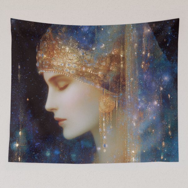 Item preview, Anna Komnene Byzantine Princess Portrait - Celestial Gold and Blue Art designed and sold by All Souls Dream.