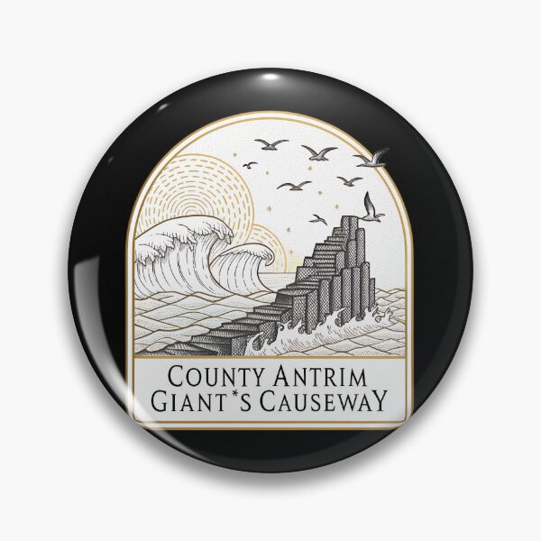 Item preview, Elegant Giant’s Causeway Line Art – County Antrim Monochrome Emblem designed and sold by VividOrganica.