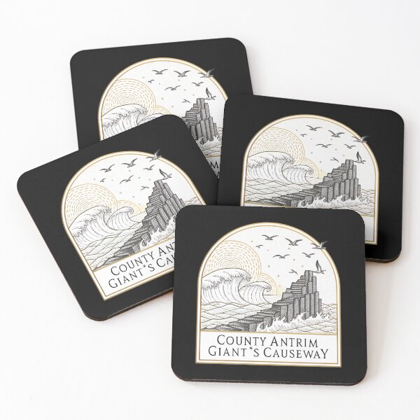 Item preview, Elegant Giant’s Causeway Line Art – County Antrim Monochrome Emblem designed and sold by VividOrganica.