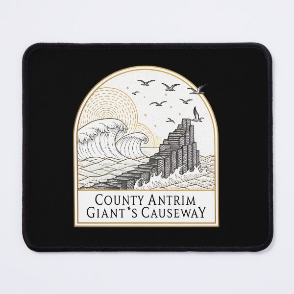 Item preview, Elegant Giant’s Causeway Line Art – County Antrim Monochrome Emblem designed and sold by VividOrganica.