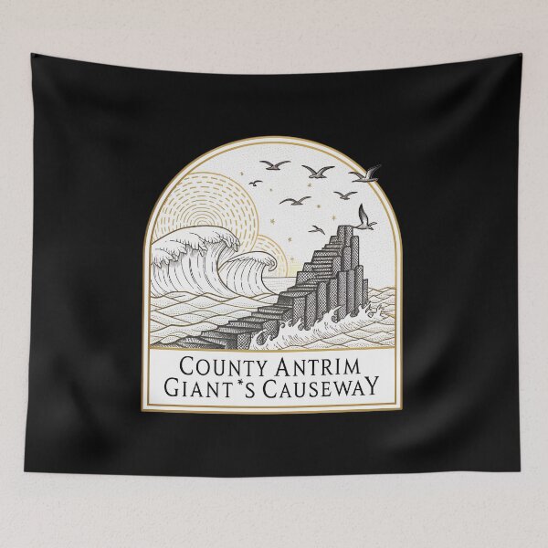 Item preview, Elegant Giant’s Causeway Line Art – County Antrim Monochrome Emblem designed and sold by VividOrganica.