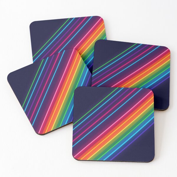 Item preview, Thin Neon Stripes – Futuristic Abstract on Dark Blue designed and sold by EmeraldeaArt.