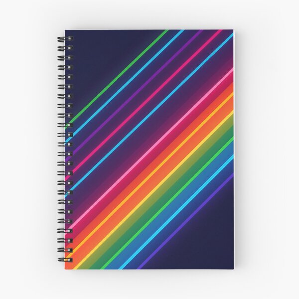 Item preview, Thin Neon Stripes – Futuristic Abstract on Dark Blue designed and sold by EmeraldeaArt.