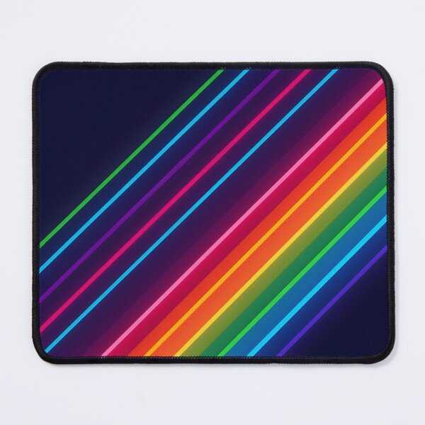 Item preview, Thin Neon Stripes – Futuristic Abstract on Dark Blue designed and sold by EmeraldeaArt.