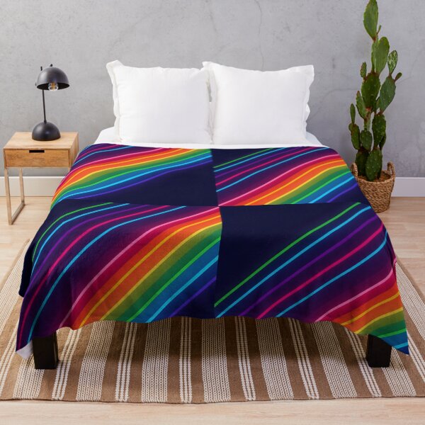 Item preview, Thin Neon Stripes – Futuristic Abstract on Dark Blue designed and sold by EmeraldeaArt.