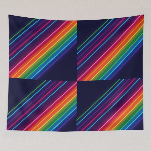 Item preview, Thin Neon Stripes – Futuristic Abstract on Dark Blue designed and sold by EmeraldeaArt.