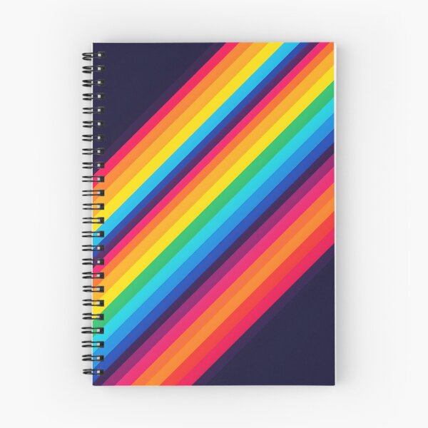 Item preview, Bold Neon Stripes – Rainbow Spectrum on Deep Blue designed and sold by EmeraldeaArt.
