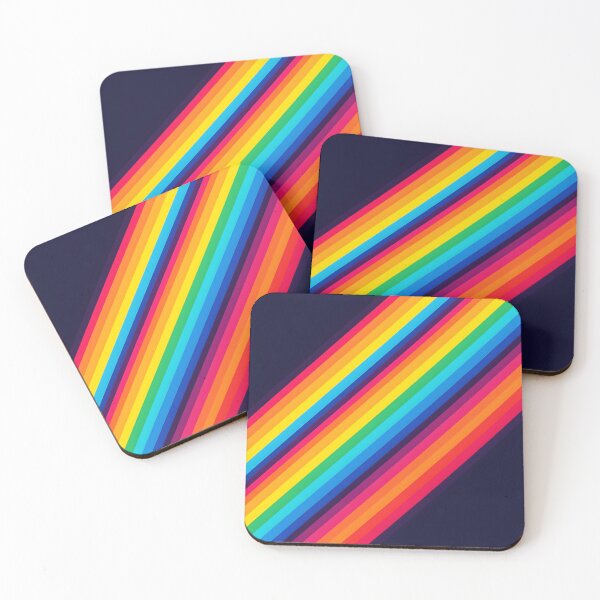 Item preview, Bold Neon Stripes – Rainbow Spectrum on Deep Blue designed and sold by EmeraldeaArt.