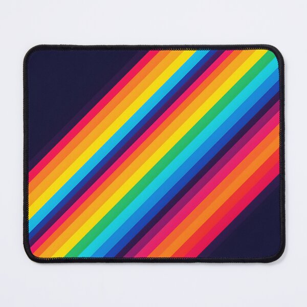 Item preview, Bold Neon Stripes – Rainbow Spectrum on Deep Blue designed and sold by EmeraldeaArt.