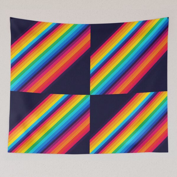Item preview, Bold Neon Stripes – Rainbow Spectrum on Deep Blue designed and sold by EmeraldeaArt.